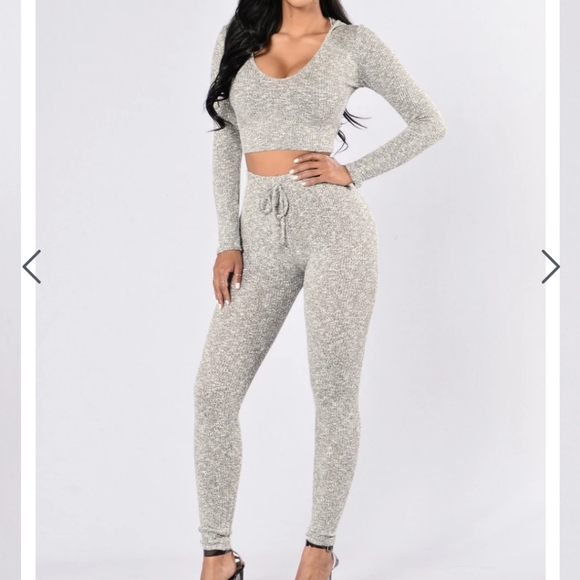 Heather Grey Hoodie Crop Leggings Set - Picture 1 of 4